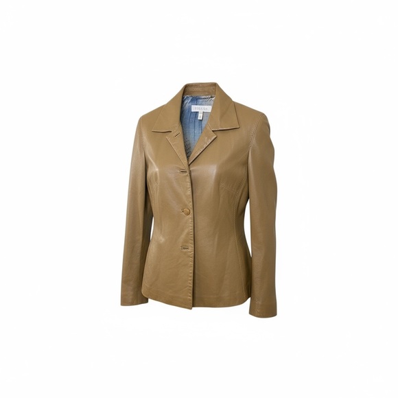 Escada Light Brown Lambskin Leather Blazer - 36 - Picture 2 of 14